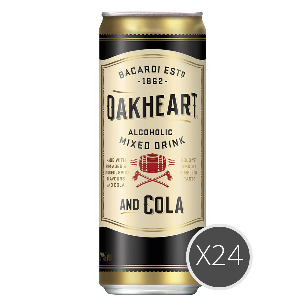 Bacardi Oakheart & Cola Rum and Spices Blend 24x25cl Dose ...